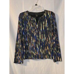WEAVZ Multicolored Print Ribbon Jacket Size Medium Full Zipper Unlined